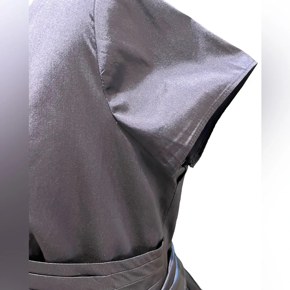 Navy Ruched Taffeta High-Low Gown - Picture 6 of 9